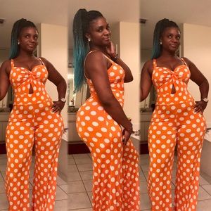 Orange polka dot jumpsuit